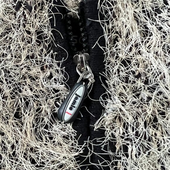 Jamie Sadock Fuzzy Black White Full Zip Jacket Sz L - Picture 7 of 12
